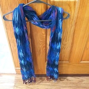 Woman's blue and purple scarf